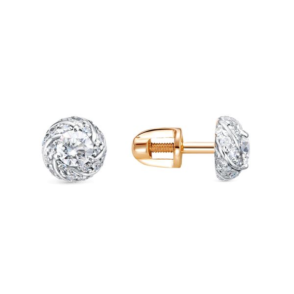 Серьги-пусеты с 50 бриллиантами из красного золота 98583
