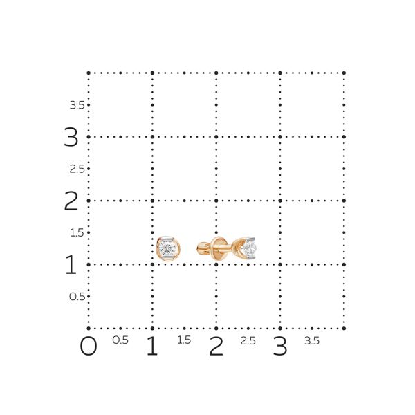 Серьги-пусеты с бриллиантами 0.218 карат из красного золота 61636