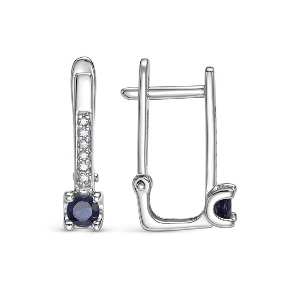 Серьги с сапфирами и 12 бриллиантами из белого золота 142847