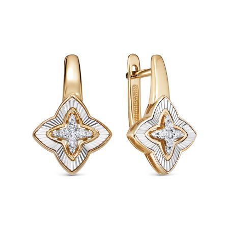 Серьги с 18 бриллиантами из красного золота 140770 Серьги с 18 бриллиантами из красного золота 140770