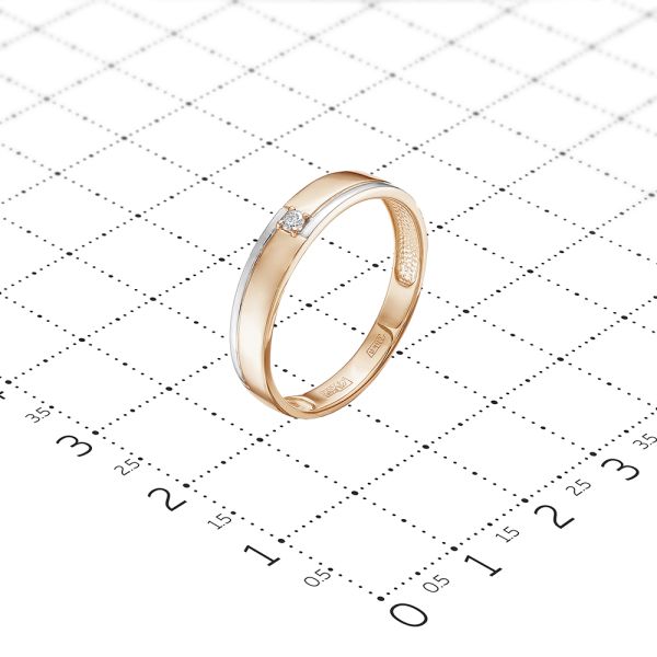 Кольцо с бриллиантом 0.03 карат из красного золота 61810
