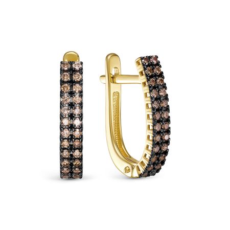 Серьги с 48 коньячными бриллиантами из лимонного золота 140763