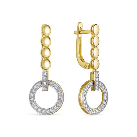 Серьги с 46 бриллиантами 0.322 карат из лимонного золота 144588