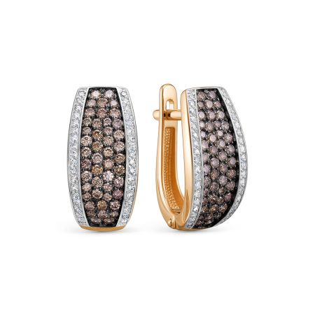 Серьги с 92 коньячными бриллиантами и 72 бриллиантами из красного золота 144621