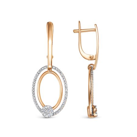 Серьги с 104 бриллиантами из красного золота 142802