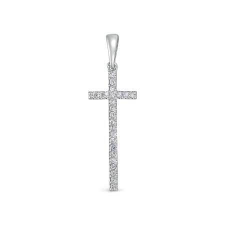 Декоративный крест с 24 бриллиантами 0.12 карат из белого золота 118222