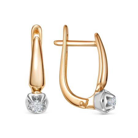 Серьги с бриллиантами 0.123 карат из красного золота 136357
