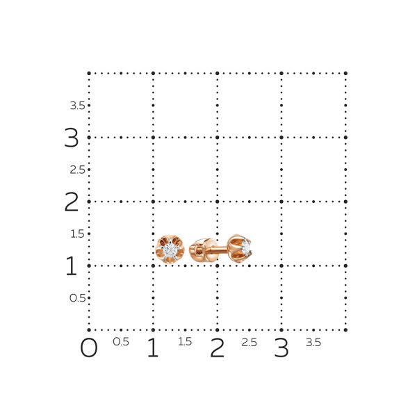 Серьги-пусеты с бриллиантами 0.089 карат из красного золота 61675