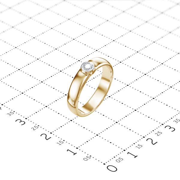 Кольцо с бриллиантом 0.095 карат из лимонного золота 78625