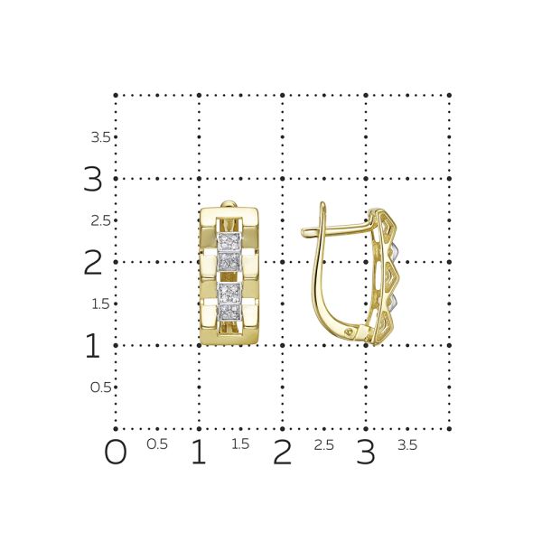 Серьги с 32 бриллиантами 0.16 карат из лимонного золота 144595