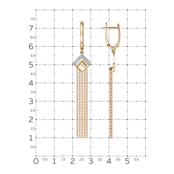 Серьги с 22 бриллиантами 0.11 карат из красного золота 142824