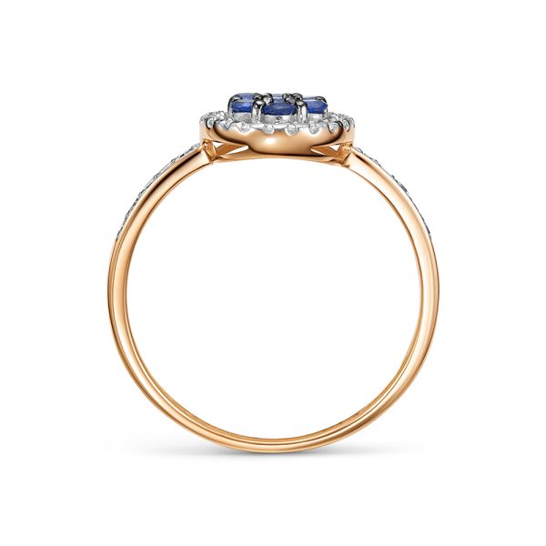 Кольцо с 7 сапфирами и 30 бриллиантами из красного золота 142679