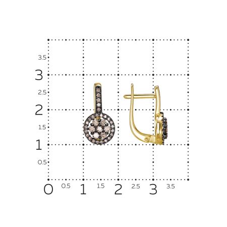 Серьги с 64 коньячными бриллиантами из лимонного золота 148250