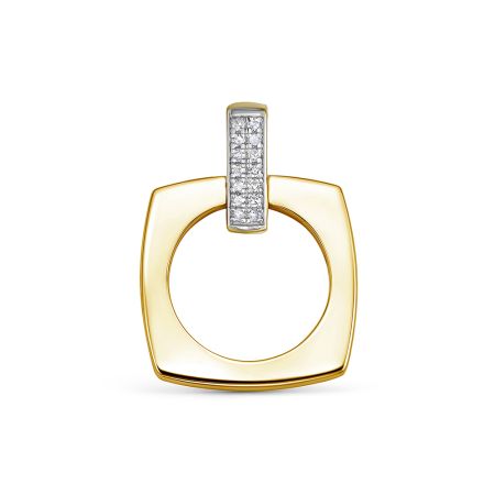 Подвеска с 14 бриллиантами 0.07 карат из лимонного золота 144646