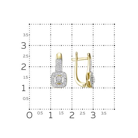 Серьги с 64 бриллиантами из лимонного золота 133256