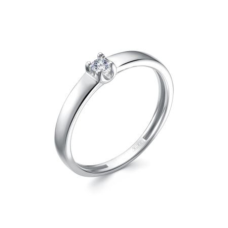 Кольцо с бриллиантом 0.062 карат из белого золота 140616