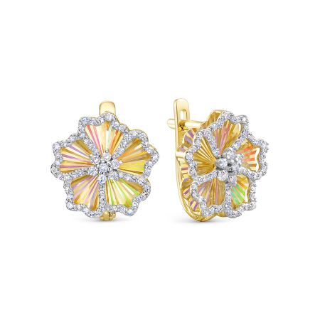 Серьги с 120 бриллиантами из лимонного золота 146417