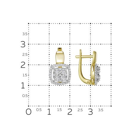 Серьги с 74 бриллиантами из лимонного золота 136329 Серьги с 74 бриллиантами из лимонного золота 136329