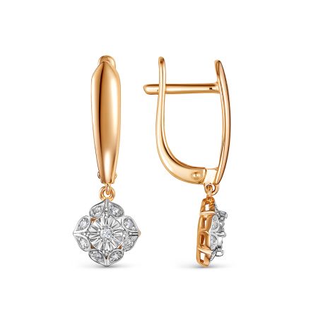 Серьги с 18 бриллиантами из красного золота 142805