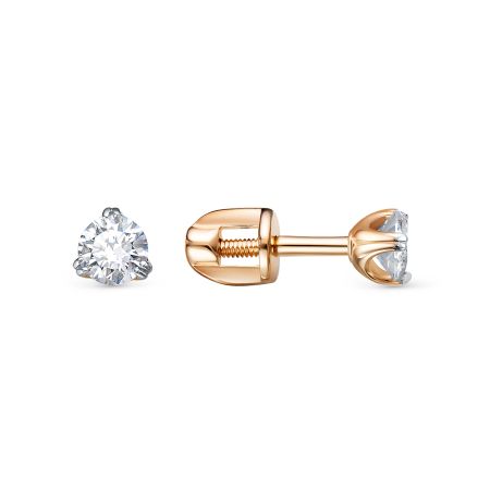 Серьги-пусеты с бриллиантами 0.36 карат из красного золота 95918