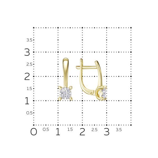 Серьги с 10 бриллиантами из лимонного золота 134435
