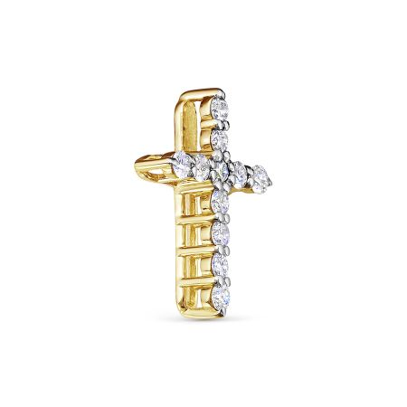 Декоративный крест с 11 бриллиантами 0.353 карат из лимонного золота 79493