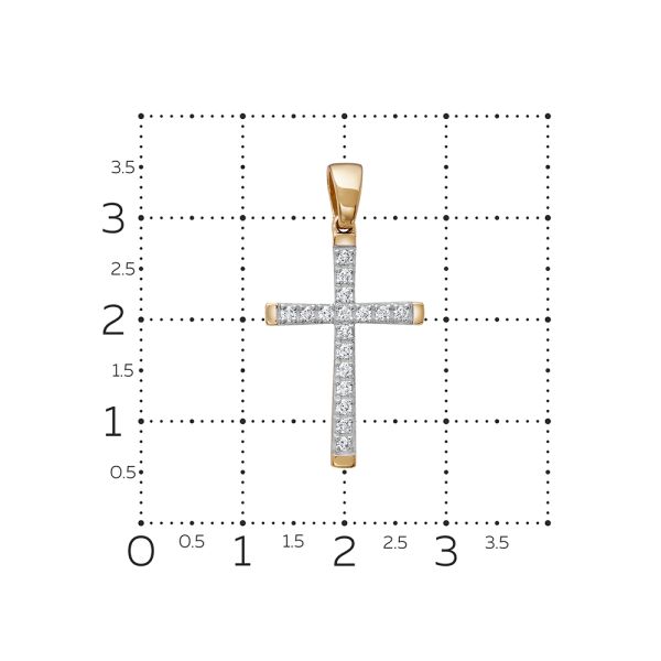 Декоративный крест с 17 бриллиантами 0.204 карат из лимонного золота 61553