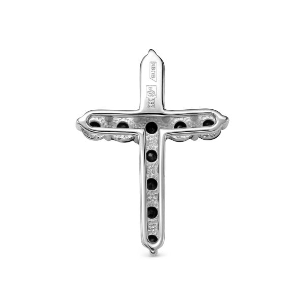 Декоративный крест с 11 черными бриллиантами из белого золота 79462