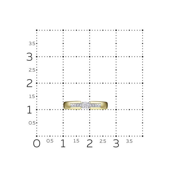 Кольцо с 9 бриллиантами из лимонного золота 136749