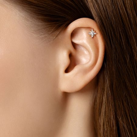 Пирсинг с 5 бриллиантами 0.035 карат из красного золота 143709