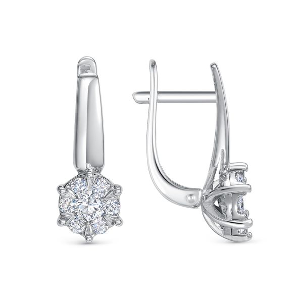 Серьги с 14 бриллиантами из белого золота 142814