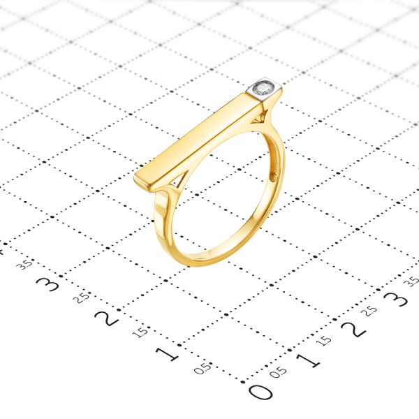 Кольцо с бриллиантом 0.055 карат из лимонного золота 75094