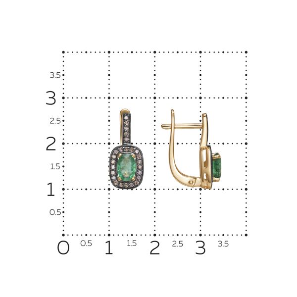 Серьги с изумрудами, бриллиантами, из красного золота 144629