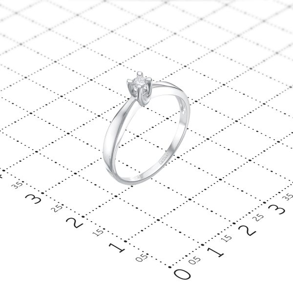 Кольцо с бриллиантом 0.095 карат из белого золота 52727