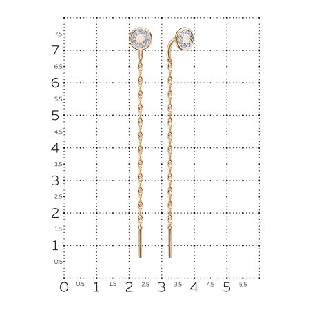 Серьги с 22 бриллиантами 0.11 карат из красного золота 132551