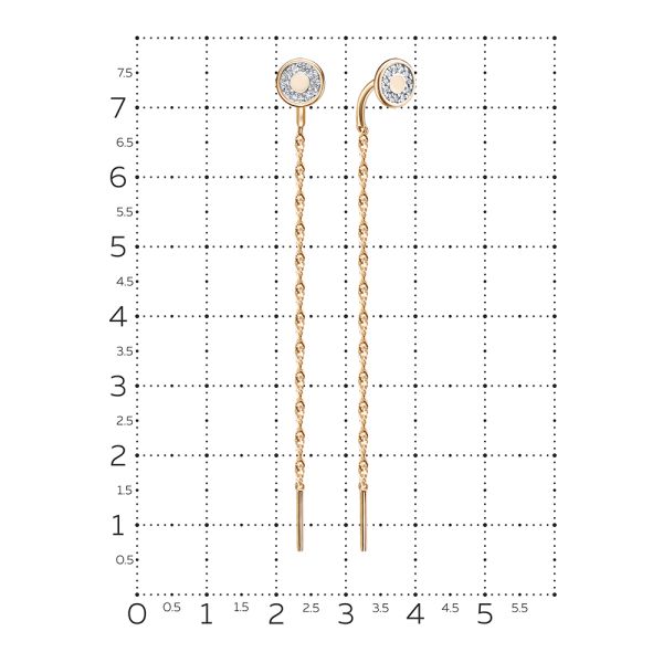 Серьги с 22 бриллиантами 0.11 карат из красного золота 132551