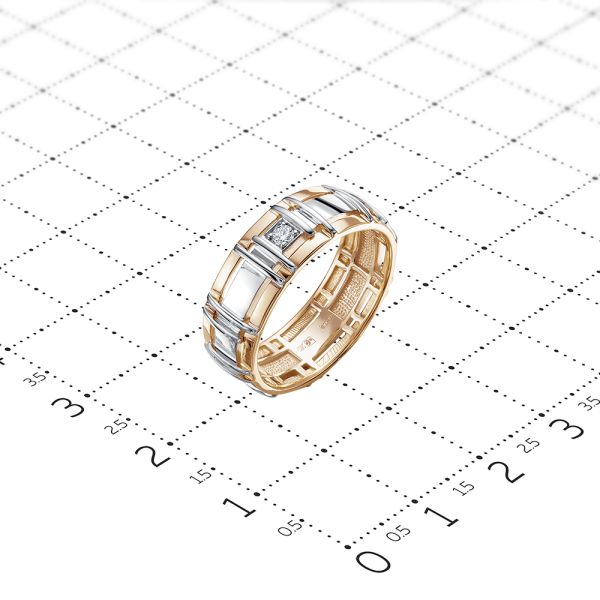 Кольцо с бриллиантом 0.03 карат из комбинированного золота 91284