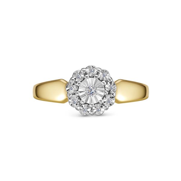 Кольцо с 10 бриллиантами из лимонного золота 144153