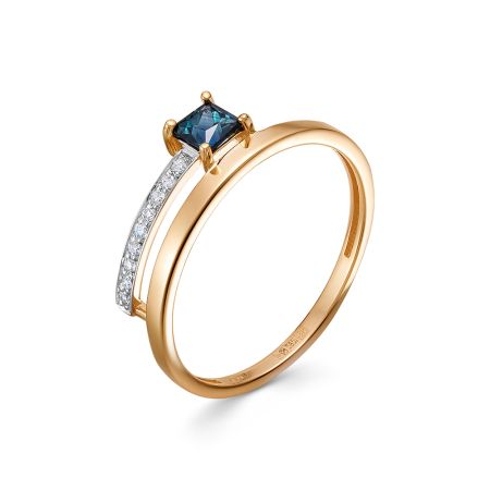 Кольцо с сапфиром и 9 бриллиантами из красного золота 144313