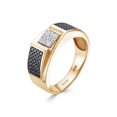 Кольцо с 56 черными бриллиантами и 9 бриллиантами из красного золота 140200