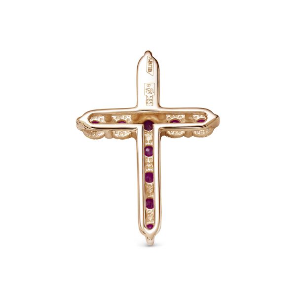 Декоративный крест с 11 рубинами из красного золота 79451