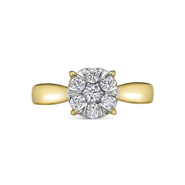 Кольцо с 7 бриллиантами из лимонного золота 141911