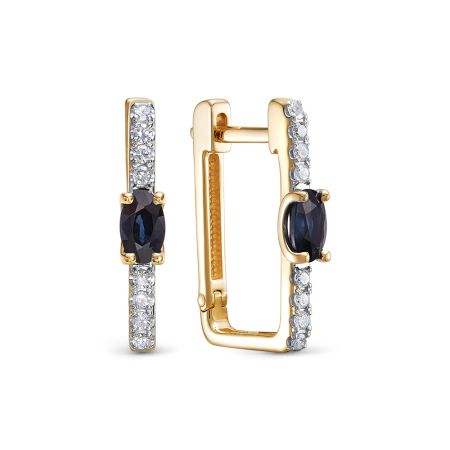 Серьги с сапфирами и 16 бриллиантами из красного золота 144610