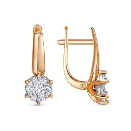 Серьги с 14 бриллиантами из красного золота 142813