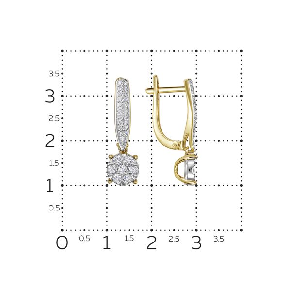 Серьги с 56 бриллиантами из лимонного золота 142819