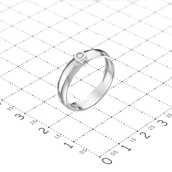 Кольцо с бриллиантом 0.037 карат из белого золота 61874