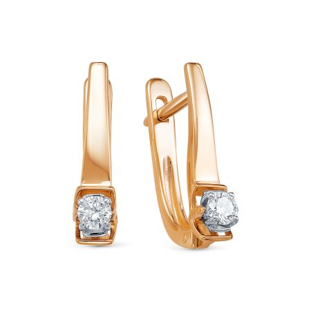 Серьги с бриллиантами 0.19 карат из красного золота 82249