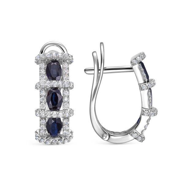 Серьги с 6 сапфирами и 108 бриллиантами из белого золота 144623