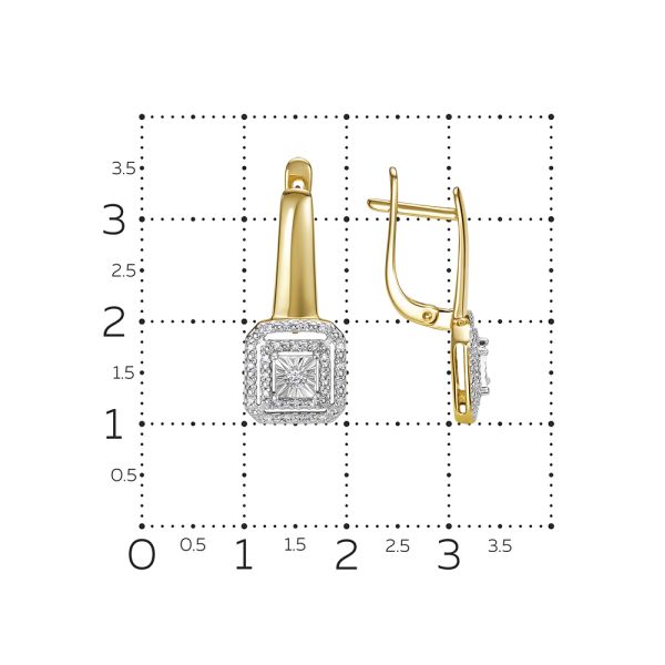 Серьги с 58 бриллиантами из лимонного золота 144605