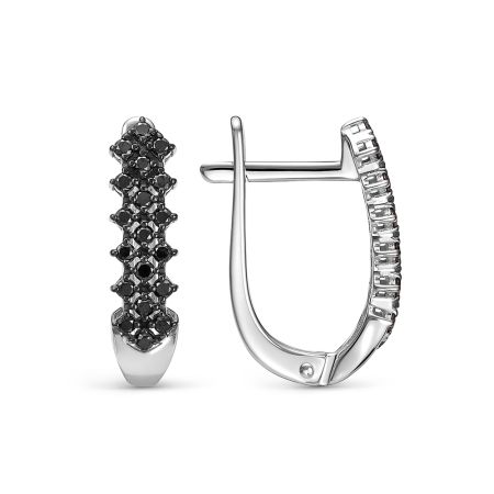 Серьги с 38 черными бриллиантами из белого золота 141354